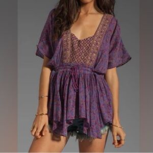 Free People Purple and Gold Tunic Top